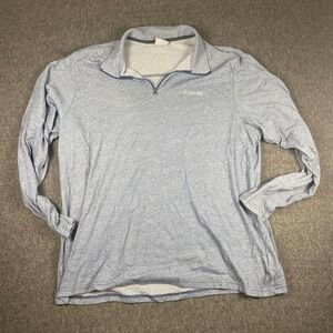 Columbia XXL Mens Long Sleeve Pullover Shirt Quarter Zip Light Blue Casual Top